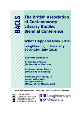 BACLS-WHN 2018 Loughborough Programme