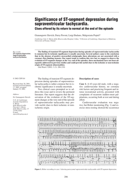 Significance of ST-Segment Depression During Supraventricular Tachycardia