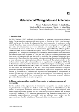 Metamaterial Waveguides and Antennas