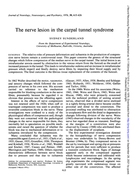 The Nerve Lesion in the Carpal Tunnel Syndrome