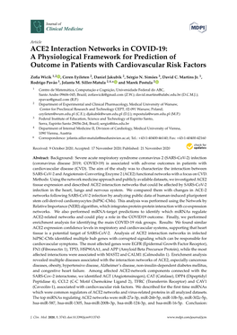 ACE2 Interaction Networks in COVID-19: a Physiological Framework for Prediction of Outcome in Patients with Cardiovascular Risk Factors