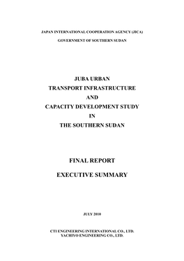 Juba Urban Transport Infrastructure and Capacity Development Study in the Southern Sudan