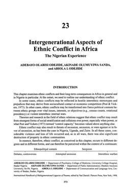Chapter 23. Intergenerational Aspects of Ethnic Conflict in Africa The