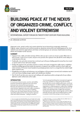 Building Peace at the Nexus of Organized Crime, Conflict and Violent