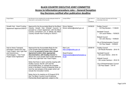 BLACK COUNTRY EXECUTIVE JOINT COMMITTEE Access to Information Procedure Rules – General Exception Key Decisions Notified After Publication Deadline
