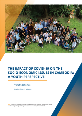 The Impact of Covid-19 on the Socio-Economic Issues in Cambodia: a Youth Perspective