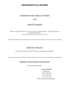 Commune De Cosse Le Vivien