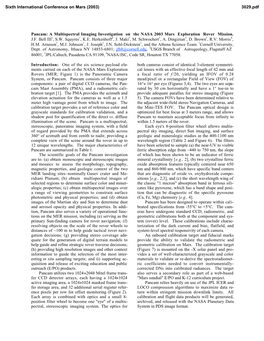 Pancam: a Multispectral Imaging Investigation on the NASA 2003 Mars Exploration Rover Mission