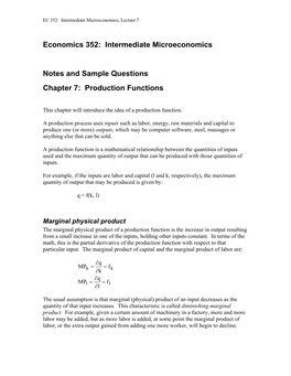 Economics 352: Intermediate Microeconomics