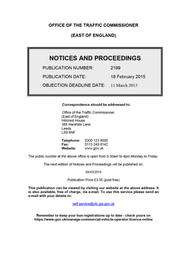 NOTICES and PROCEEDINGS 18 February 2015