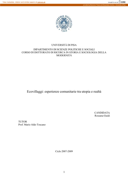 Ecovillaggi: Esperienze Comunitarie Tra Utopia E Realtà