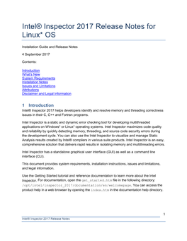 Intel® Inspector 2017 Release Notes for Linux* OS