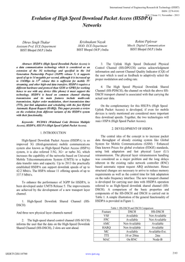 Evolution of High Speed Download Packet Access (HSDPA) Networks