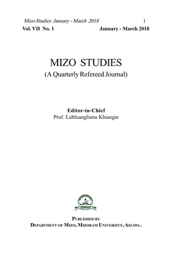 Mizo Studies Jan-March 2018