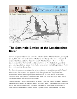 The Seminole Battles of the Loxahatchee River