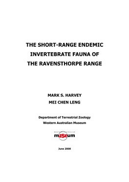 The Short-Range Endemic Invertebrate Fauna of the Ravensthorpe Range