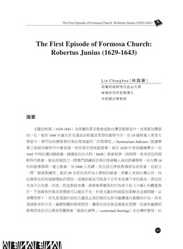 The First Episode of Formosa Church: Robertus Junius (1629-1643)