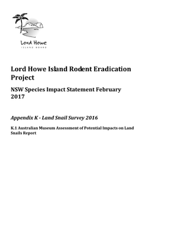 Lord Howe Island Rodent Eradication Project NSW Species Impact Statement February 2017
