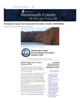 Monmouth County Environmental Newsletter: October 2020 Edition