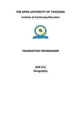 FOUNDATION PROGRAMME OFP 012 Geography