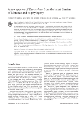 A New Species of Tiaracrinus from the Latest Emsian of Morocco and Its Phylogeny