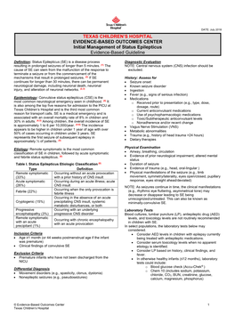 Status Epilepticus: Initial Management