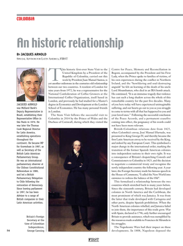 An Historic Relationship by JACQUES ARNOLD Special Advisor for Latin America, FIRST