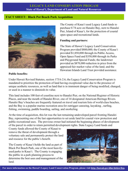 FACT SHEET: Black Pot Beach Park Acquisition