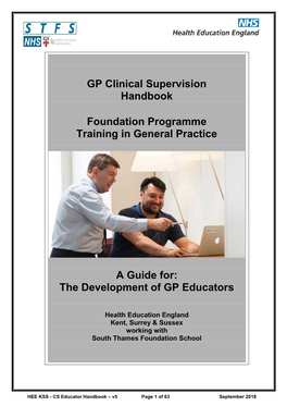GP Clinical Supervision Handbook Foundation Programme Training In