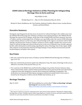 ASOR Cultural Heritage Initiatives (CHI): Planning for Safeguarding Heritage Sites in Syria and Iraq1