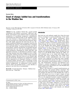 Coast of Change: Habitat Loss and Transformations in the Wadden Sea