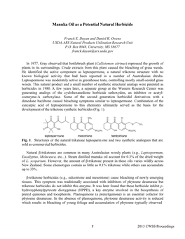 Manuka Oil As a Potential Natural Herbicide