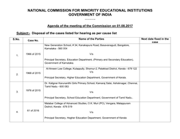 National Commission for Minority Educational Institutions Government of India ………