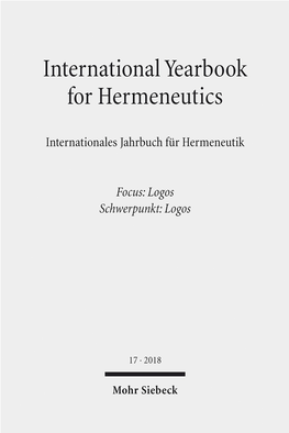 International Yearbook for Hermeneutics 17 · 2018