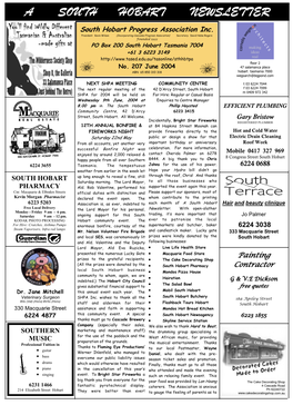 A South Hobart Newsletter