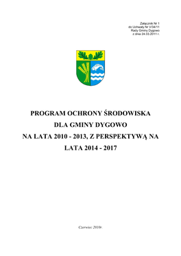Program Ochrony Środowiska Dla Gminy Dygowo Na Lata 2010 - 2013, Z Perspektywą Na Lata 2014 - 2017