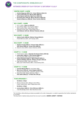 The Championships, Wimbledon 2017
