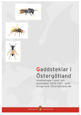 Gaddsteklar I Östergötland – Inventeringar I Sand- Och Grusmiljöer 2002-2007, Samt Övriga Fynd I Östergötlands Län