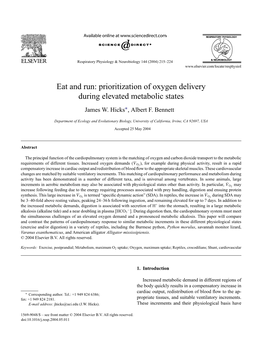 Prioritization of Oxygen Delivery During Elevated Metabolic States