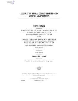 Eradicating Ebola: Lessons Learned and Medical Advancements Hearing