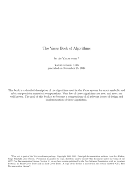 The Yacas Book of Algorithms