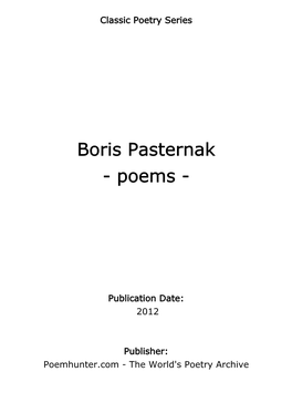 Boris Pasternak - Poems