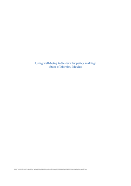 Using Well-Being Indicators for Policy Making: State of Morelos, Mexico