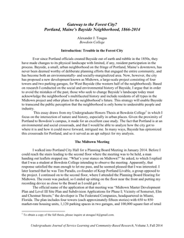 Gateway to the Forest City? Portland, Maine’S Bayside Neighborhood, 1866-2014