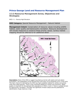 Prince George Land and Resource Management Plan 2.3.3 Resource Management Zones, Objectives and Strategies