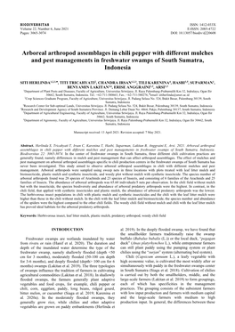 Arboreal Arthropod Assemblages in Chili Pepper with Different Mulches and Pest Managements in Freshwater Swamps of South Sumatra, Indonesia