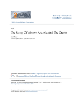 The Satrap of Western Anatolia and the Greeks