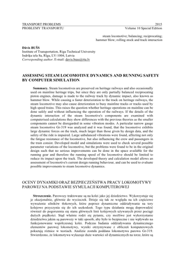 Assessing Steam Locomotive Dynamics and Running Safety by Computer Simulation