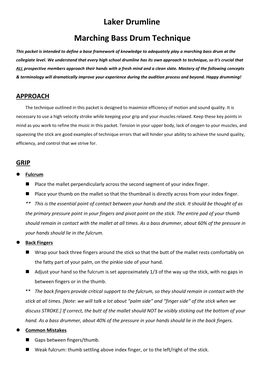 Laker Drumline Marching Bass Drum Technique