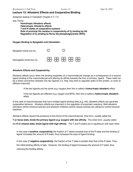 Allosteric Effects and Cooperative Binding